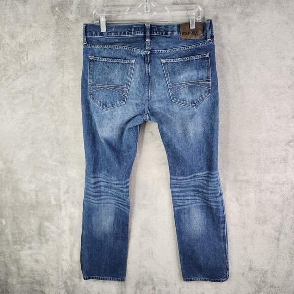 Mens Express Jeans Denim Blue Rocco Slim Fit Straight Leg 100% Cotton Size 32x32 - Picture 9 of 14